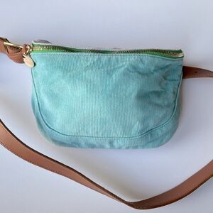 Clare V Light Blue and Tan Crossbody Bag